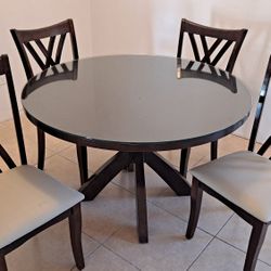 Dining Table + 4 Chairs + Top Glass