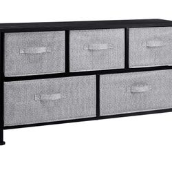 Extra Wide Fabric 5-Drawer Storage Organizer Unit for Closet, Black