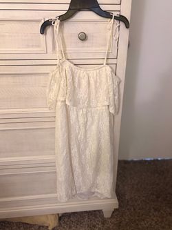 White Lace Off-Shoulder Ruffle Dress