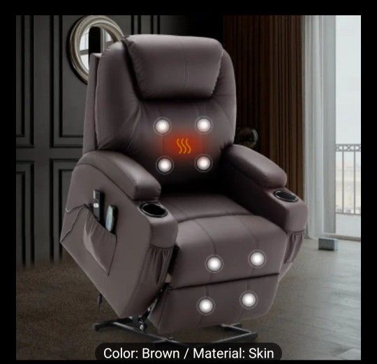 Lift Chair with heat and massage NEW IN BOX...Brown Faux Leather