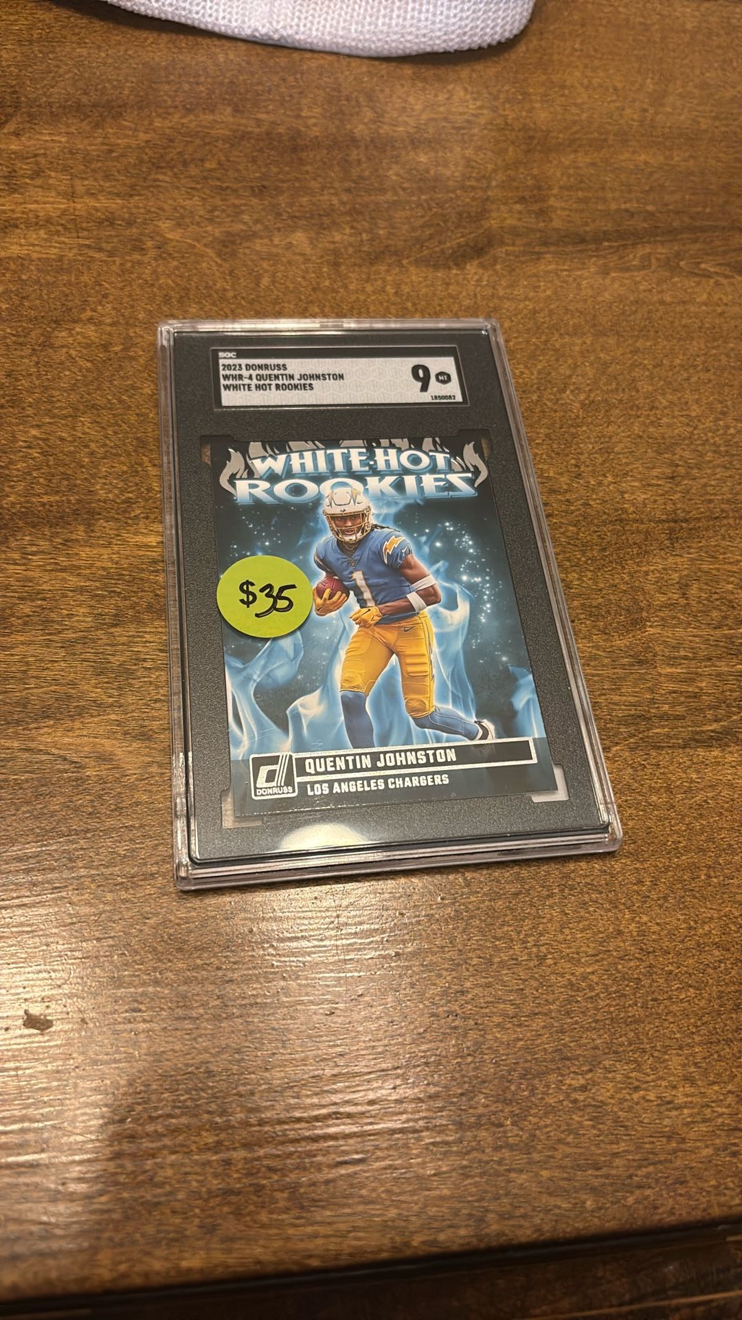 Los Angeles Chargers Quentin Johnston Mint 9 2023 Donruss Football White Hot Rookies