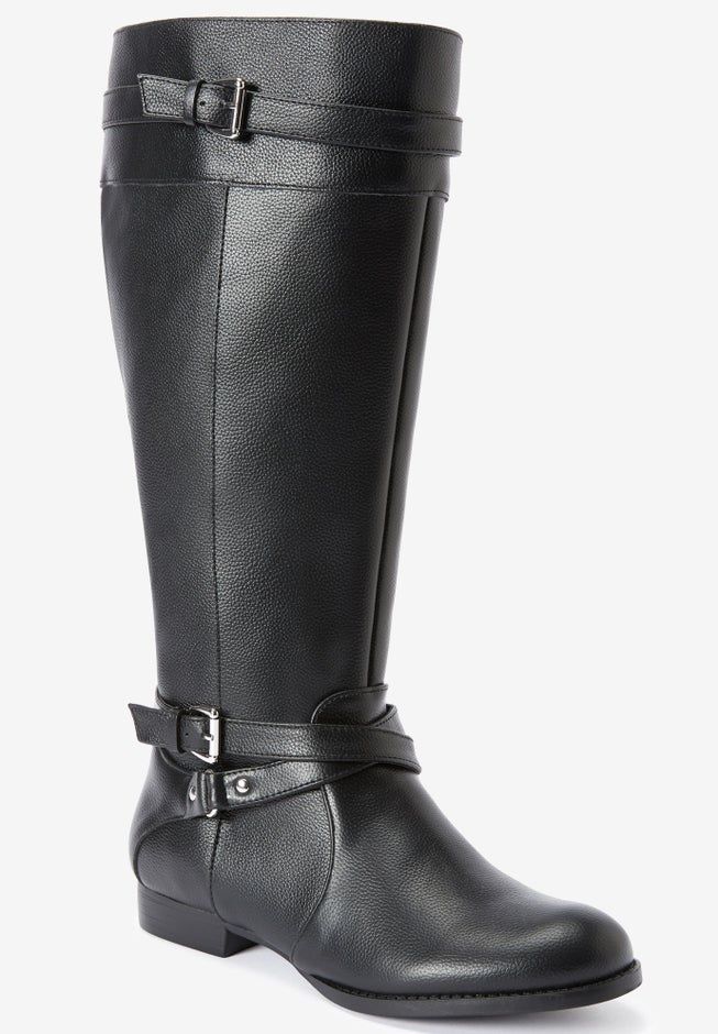 Janis Tall Wide Calf Leather Boots 10 1/2M