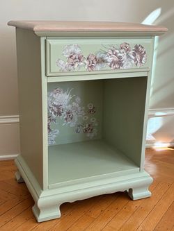 Mint green solid wood nightstand