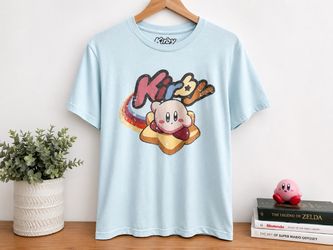 Nintendo Kirby Rainbow Star Graphic T-Shirt Size M Light Blue HAL Laboratory