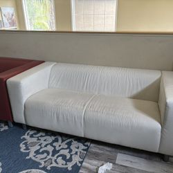 White Leather Ikea Klippan loveseat