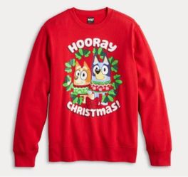 Bluey Hooray Christmas Red Graphic Sweatshirt