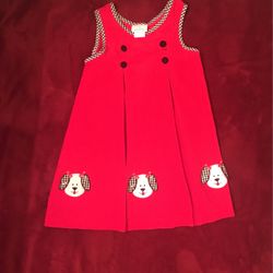 Rare Editions Girls Red Dress With Dogs  Size 6