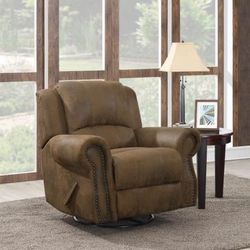 Brand New Buckskin Brown Swivel Rocking Reclining Chair