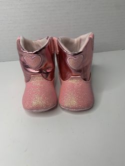 Baby Girl Sparkly Cowgirl Bootie Boots (Size: 0 - 6 months)