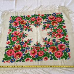 Woolen Scarf 🧣 Folk Pattern From Poland  🇵🇱 Square 36/36in.