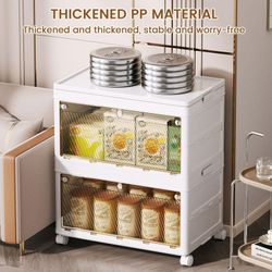 Stackable Storage Containers with Wheels &Bins, Folding Storage Boxes, Collapsible Closet Drawer Storage for Living Room,Office,Dorm, 2 Tier, 46x29x58