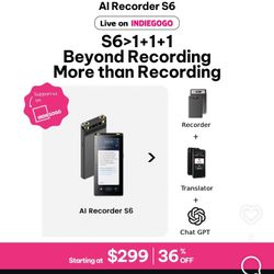 Recorder S6, the world's most versatile recorder. It doesn't just record. It listens and understands: it captures crystal-clear audio and simultaneous