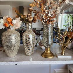 vases and marble base gold metal tree flowers not included