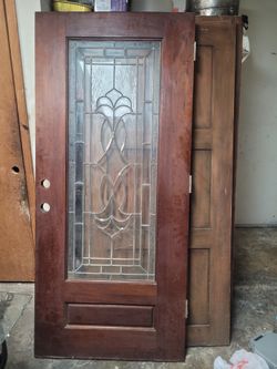 36" x  80" Stained Mahogany and Glass Door