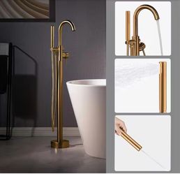 Brand New Single-Handle Freestanding Tub Faucet With Showerhead in. Brushed Gold
