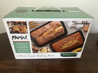NEW Parini Stoneware Loaf Pans, Set of 2, Green Ombre 10x5.75 in