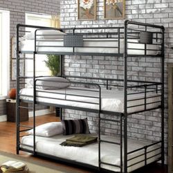 Brand New Black Metal Twin Size Triple Bunk Bed 