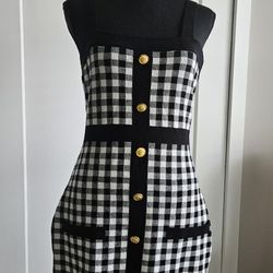 Black And White Knit Checkered Dress New Without Tags 