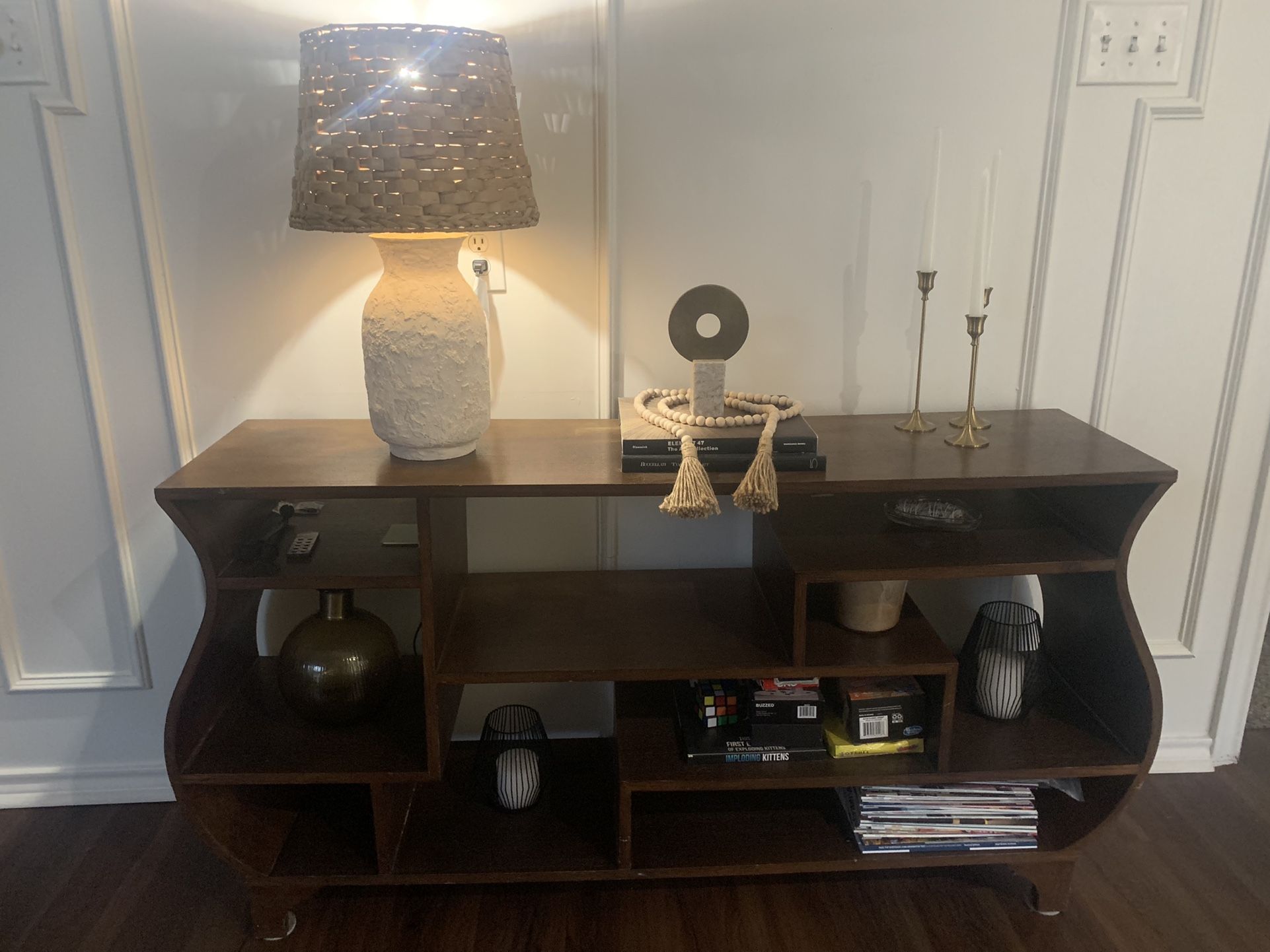 Solid Wood Console Table With Shelves 