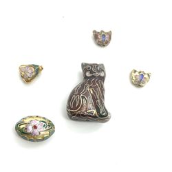 Cloisonne Beads ; 36mm Cat Bead
