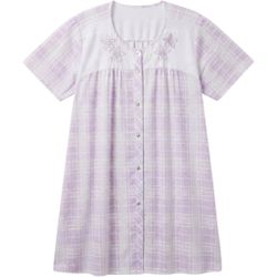 Vintage Southern Style Seersucker Embroidered Cottagecore Prairie Chic Muumuu