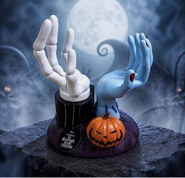 Bath & Body Works Jack Skellington & Sally Hands Pedestal 3-Wick Candle Holder