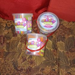 3  - Kids ACTIVITY BUCKETS  WITH 400 PIECES YO CREATE OR DECORATE  $6 EACH