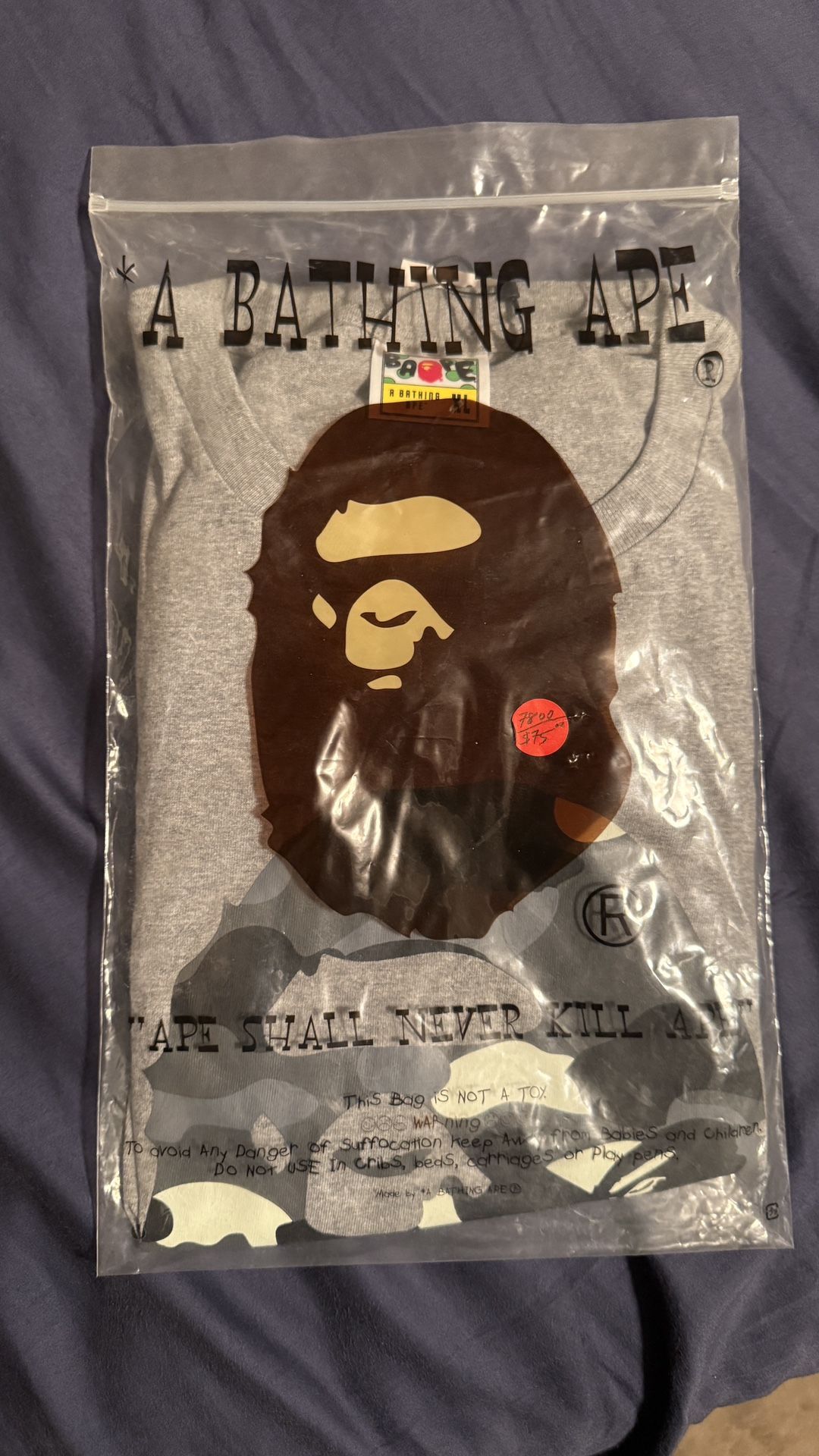 bape glow in the dark camo ape XL SHIRT 