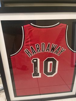 Tim Hardaway Miami Heat HOF signed jersey with sticker of authenticity and COA fully framed
