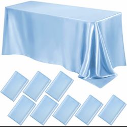 Lounsweer 8 Packs Satin Tablecloth 102 X 58 Inches Rectangle Table Cover Silk Smooth Fabric Party Table Cloth For Rectangle Parties, Holiday Dinner We