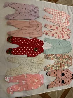 Beautiful Carter’s Baby Girl Footed Pajamas Size 3-6 Months 