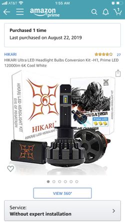 HIKARI Ultra LED Headlight Bulbs Conversion Kit -H1, Prime LED 12000lm 6K Cool White