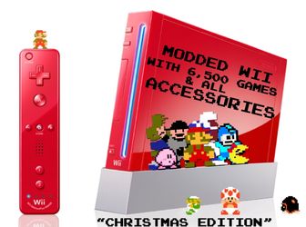 RED NINTENDO WII WITH 6,500 GAMES & ALL ACCESSORIES