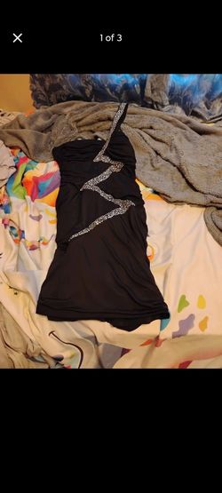 City Triangles Black Ruched One-Shoulder Dress