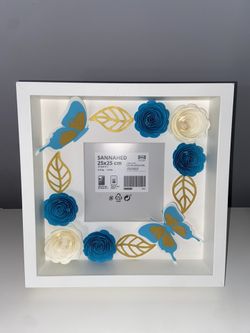 White Blue decorated frame