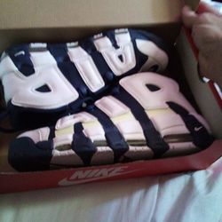 Nike More Uptempo Midnight Navy And White Scottie Pippen Shoes 