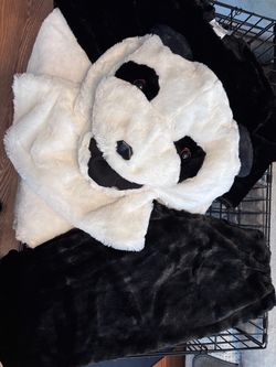 Adult 3 piece panda costume.