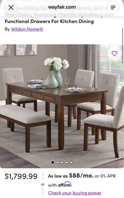 Homelegance Binghampton 6-Piece Dining Set – Table, 4 Chairs & Bench