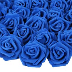 200 pcs Foam Rose Heads Stemless Artificial Rose Flowers Dark Blue Fake Roses Flower Bulk for DIY Wedding Rose Wall Kissing Balls Bridal Shower Center