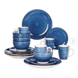 vancasso Bella 16- Piece Blue Porcelain Dinnerware Sets (Service for Set for 4) 