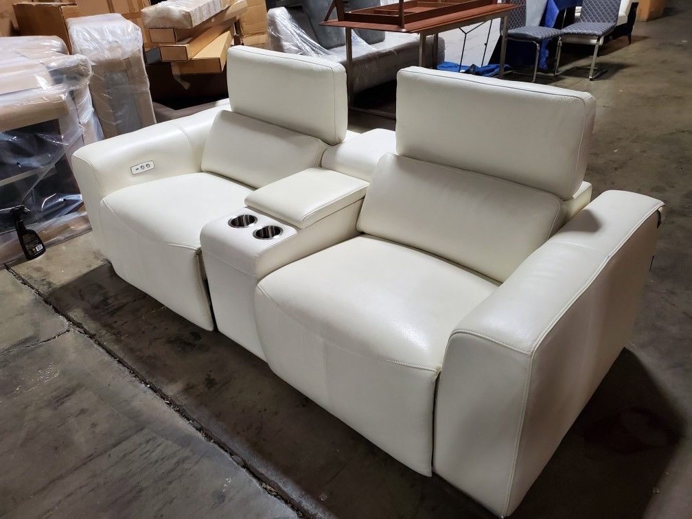 Loveseat Recliner With Cup Holder Real Leather