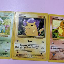 1999 Pikachu, Charmander And Bulbasaur Cards