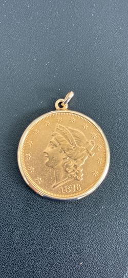 1876 Twenty Dollar Gold Coin In a 14k Bezel