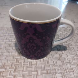 "Starbucks" Purple Brocade Gold Rim Coffee Mug 