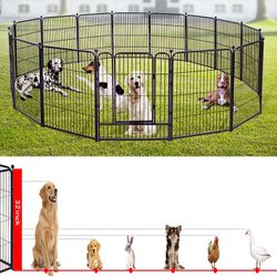 Dog Playpen ,16 Panels Playpen 32 Inch Height, Folding Outdoor Anti-Rust Dog Exercise Fence, Portable Pet Playpen with Door for Large Medium Small Dog