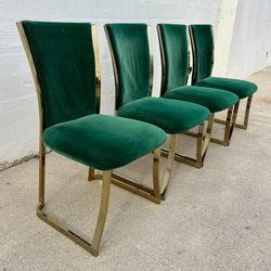 Vintage Brass and Velvet Dining Chairs
