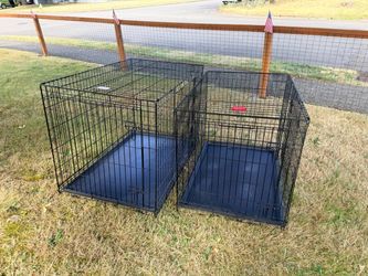 2 metal dog kennels