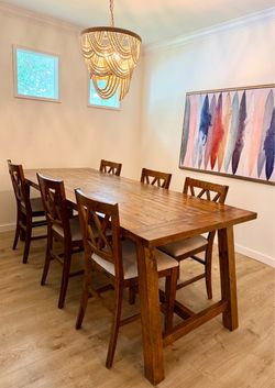 Joffran solid pine counter height dining set-Table and 6 chairs  $900 OBO