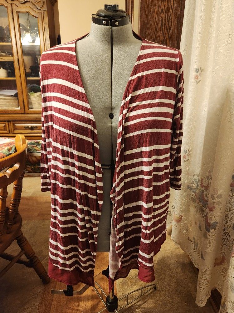 Striped Dark Red Cardigan