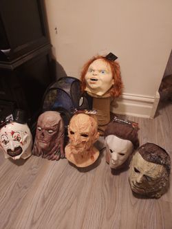 Halloween MASKS TRICK OR STUDIOS MYERS, ART THE CLOWN, FREDDY, CHUCKY